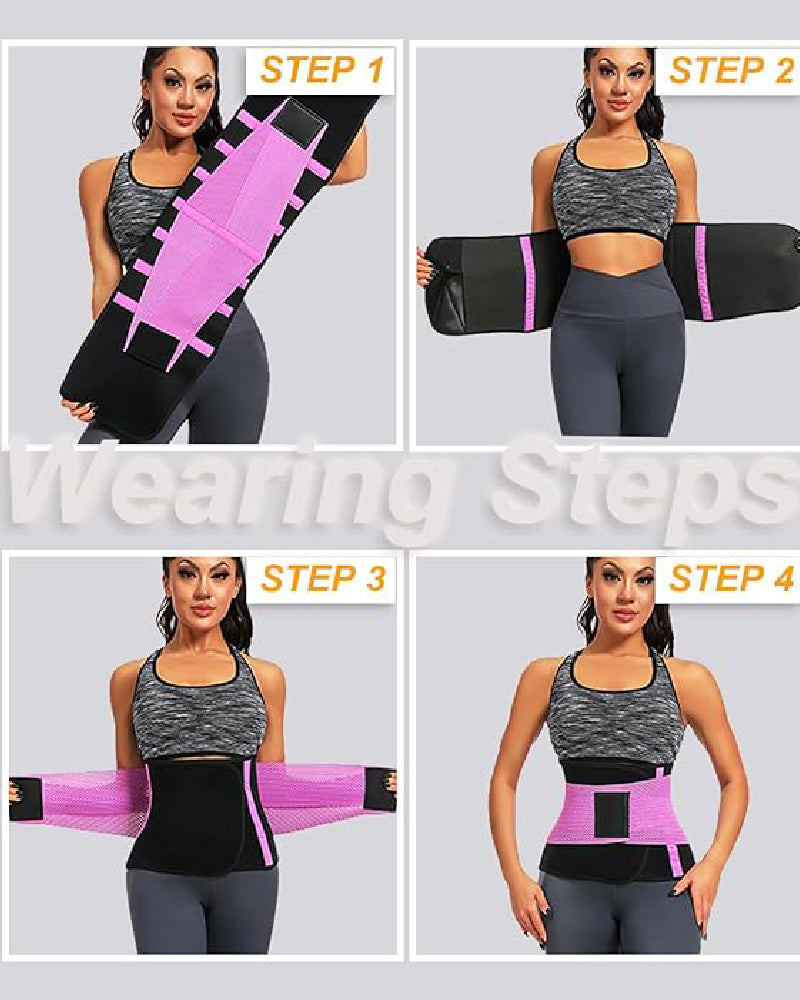 Working Out Sweat Waist Trainer Tummy Control Back Support Wrap Belt Corset - By Qivii