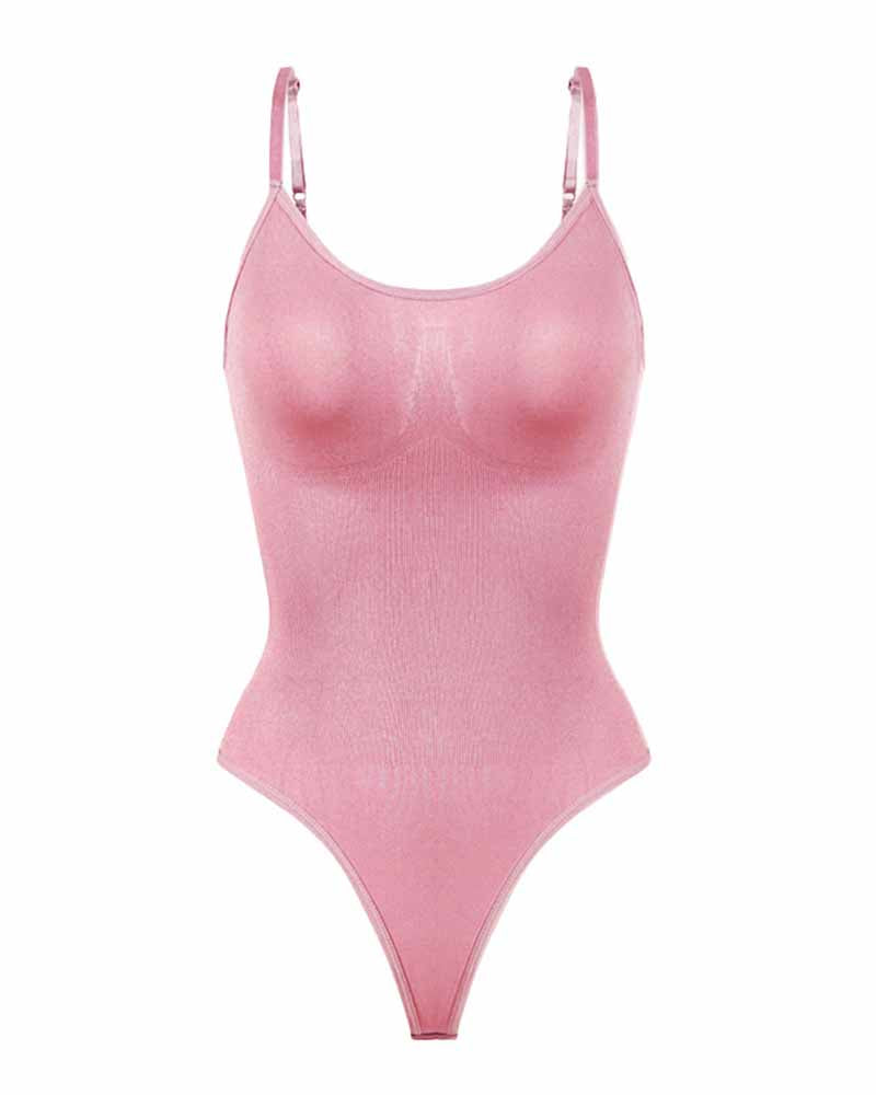 Seamless Round Neck Tummy Control Thong Tank Top Body Shaper Bodysuits - By Qivii