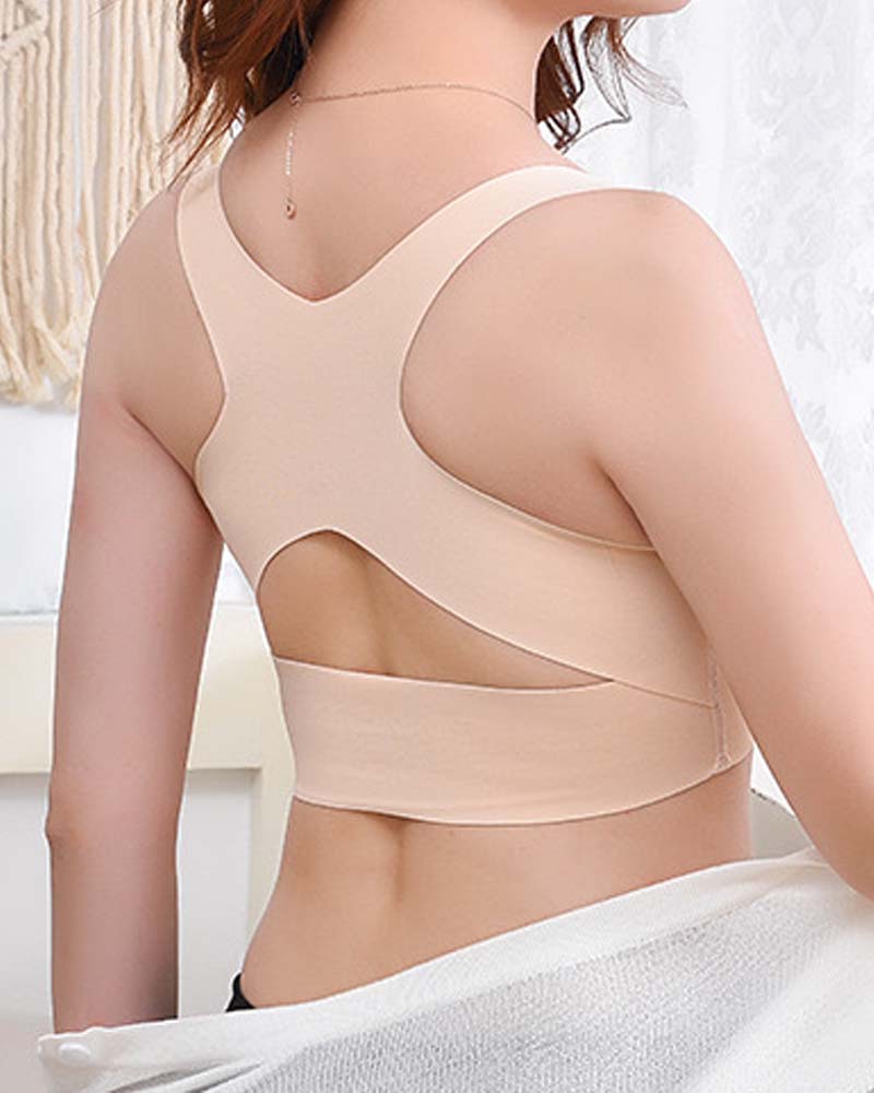 Women's Seamless Invisible Front Buckle Wireless Corrective Hunchback Push-Up Bra - By Qivii