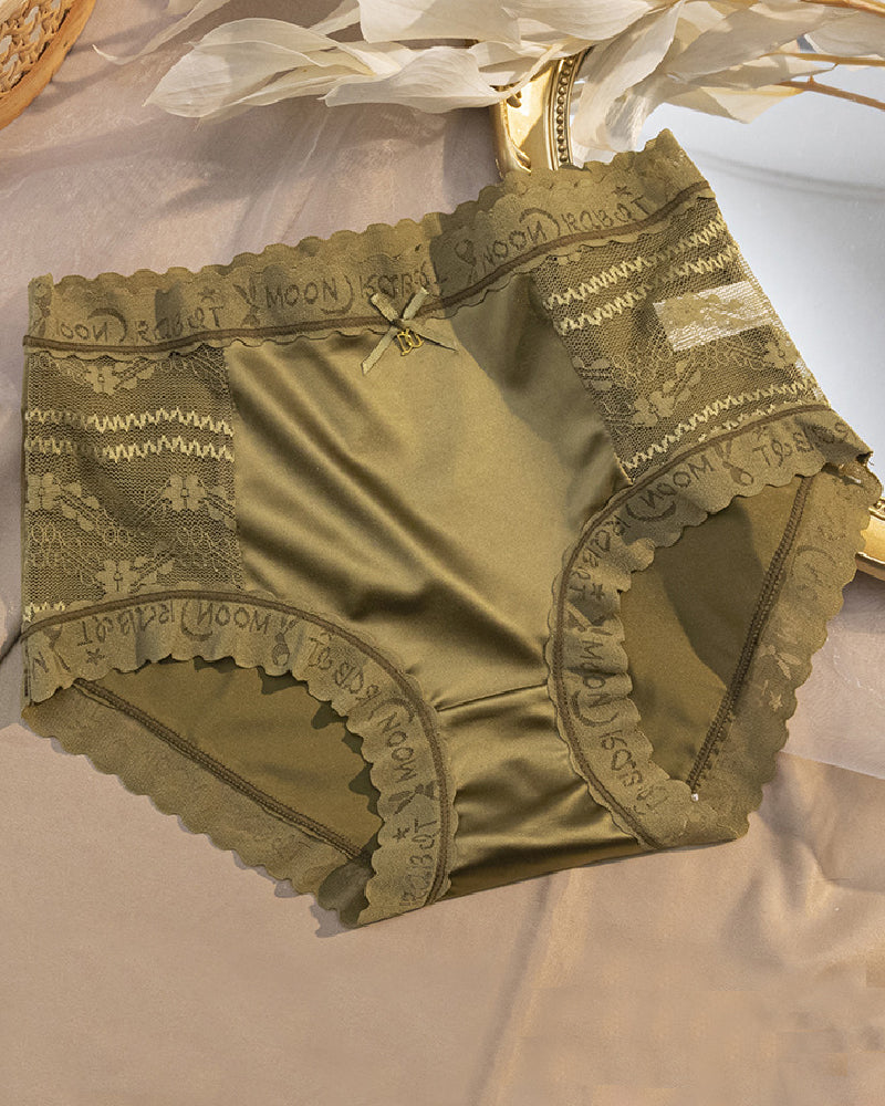 Women's Satin Seamless Ice Silk Mid-waist Briefs Cotton Crotch Butt-Lift Panties - By Qivii