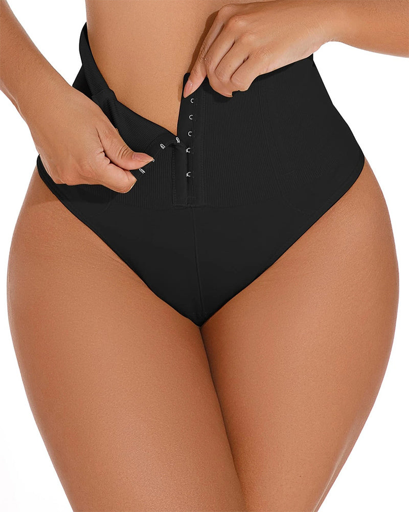 High Waist Seamless Single Breasted Shaping Thong Tummy Control Shapewear Panties - By Qivii