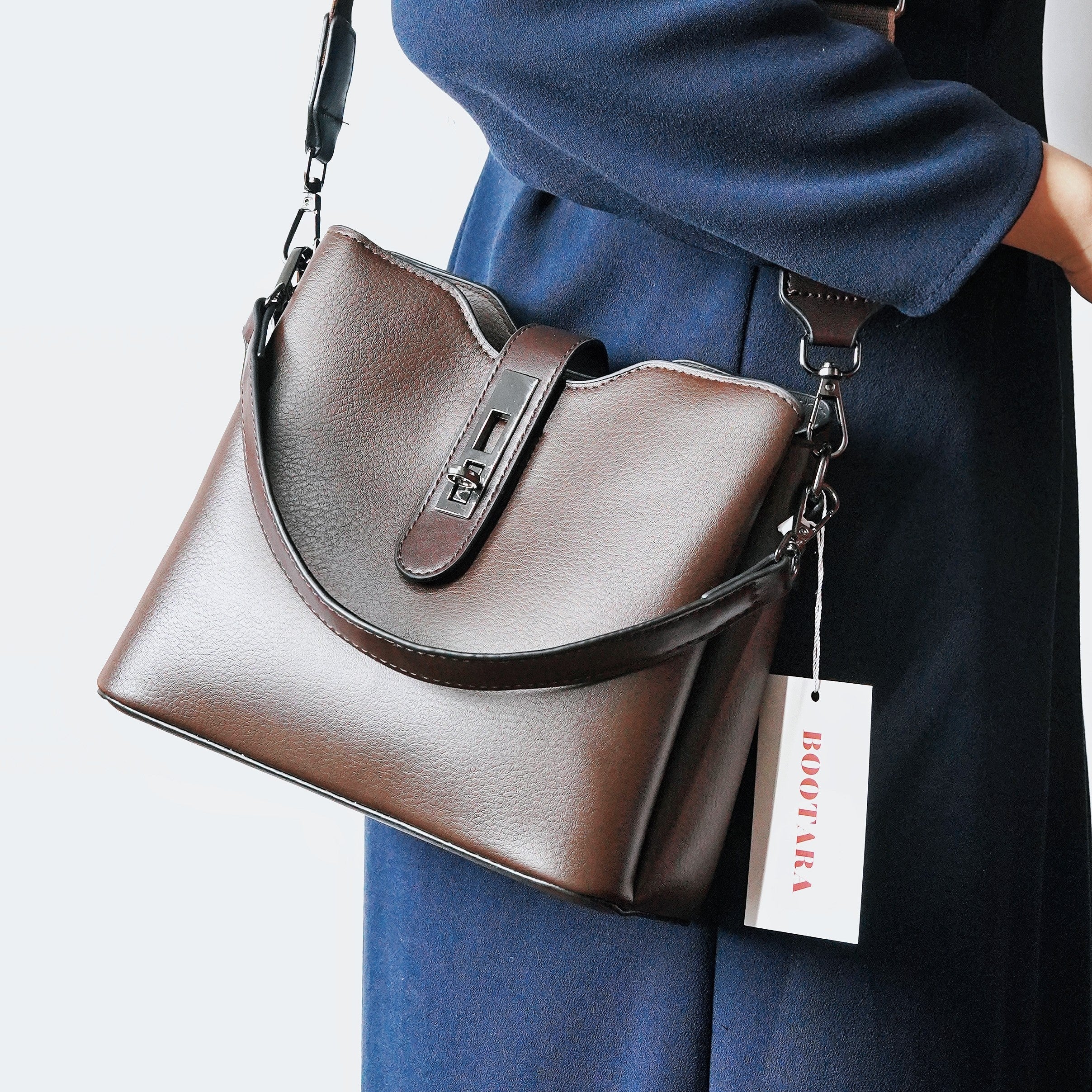 Women's Premium Textured Bucket Bag - Vintage Multi-Layer Large Capacity Handheld/Shoulder/Crossbody Tote