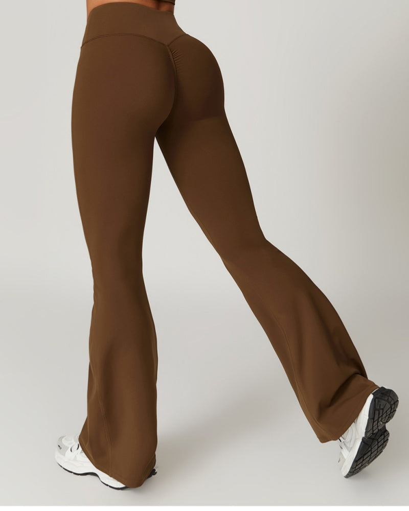Crossover High Waist Hip Lift Quick Dry Yoga Flared Pants - By Qivii