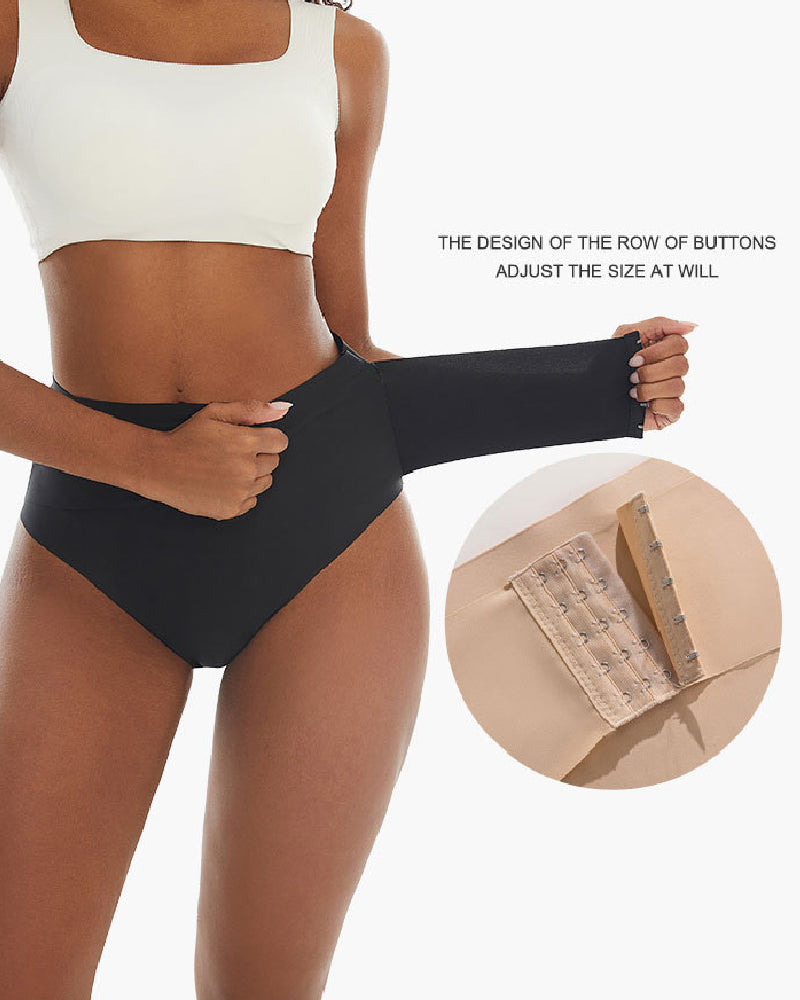 Women's Mid Waist Seamless Tummy Control Shapewear Briefs Underwear With Hooks Belt - By Qivii