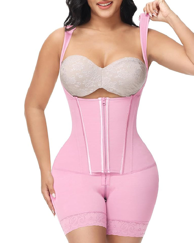 Shapshe® High compression Front Zipper Mid Thigh Shapewear - By Qivii