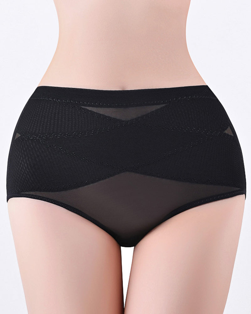 Mid Rise Cross Compression Shapewear Underwear Mesh Tummy Control Shaping Panty - By Qivii