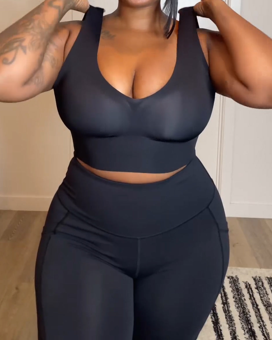 Wireless Seamless V-Neck Tank Plus Size Push Up Bra - By Qivii