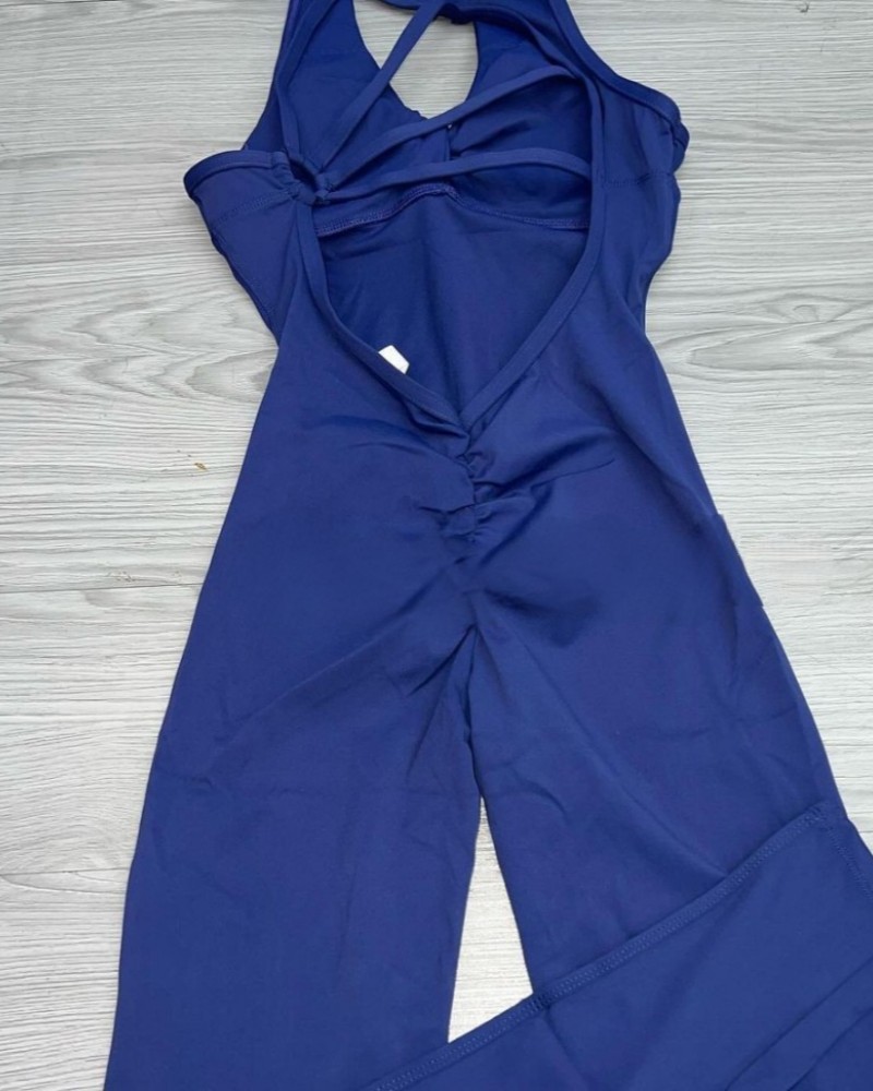 Women's Beautiful Back Sleeveless Elastic Tights Jumpsuit - By Qivii