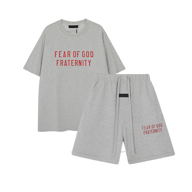 FW24 FRATERNITY T-Shirt / Shorts / Set - Gray - By Qivii