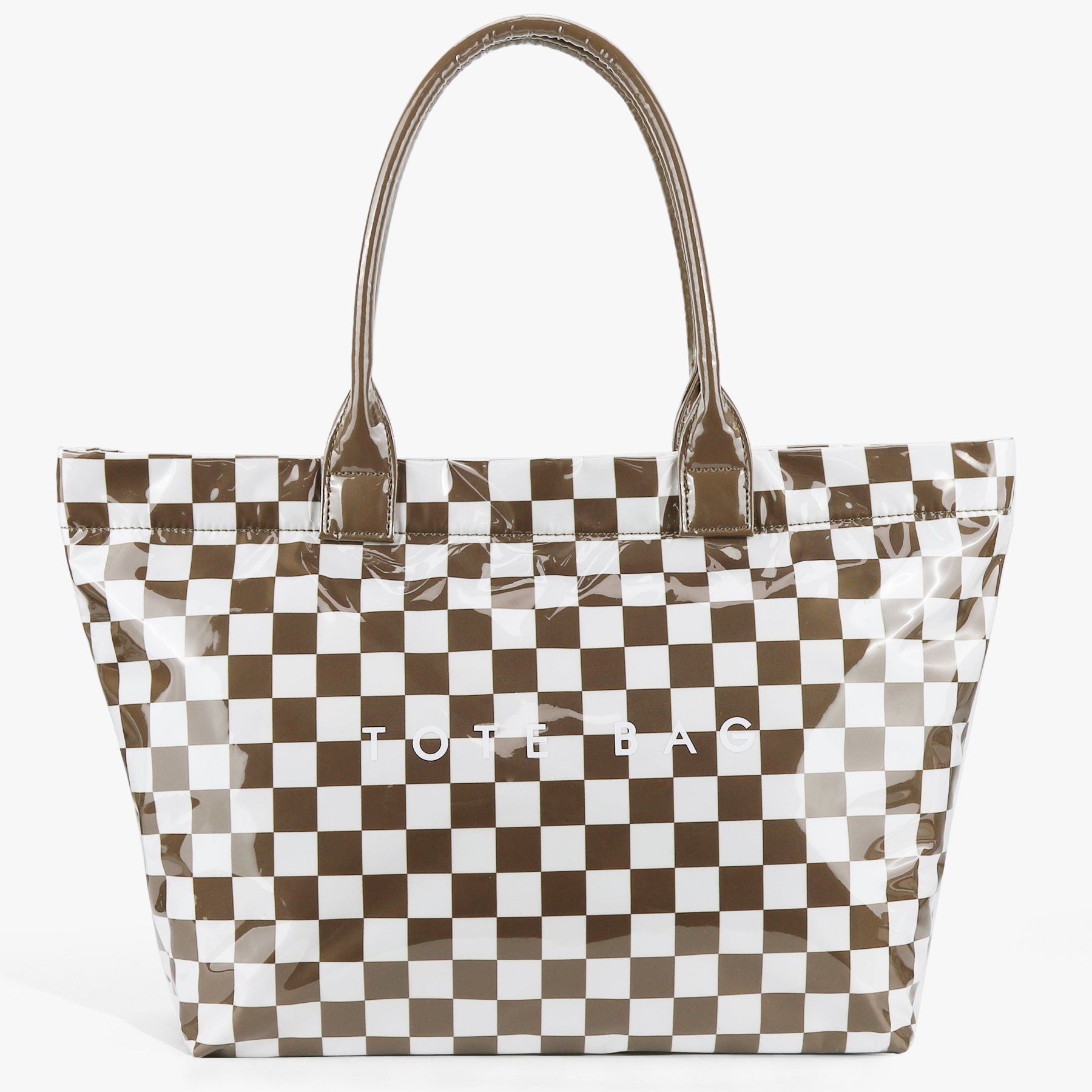 Ounamei Large Capacity PVC Checkered Tote Bag for Women | Waterproof Canvas Work Tote Fits 15.6-Inch Laptop