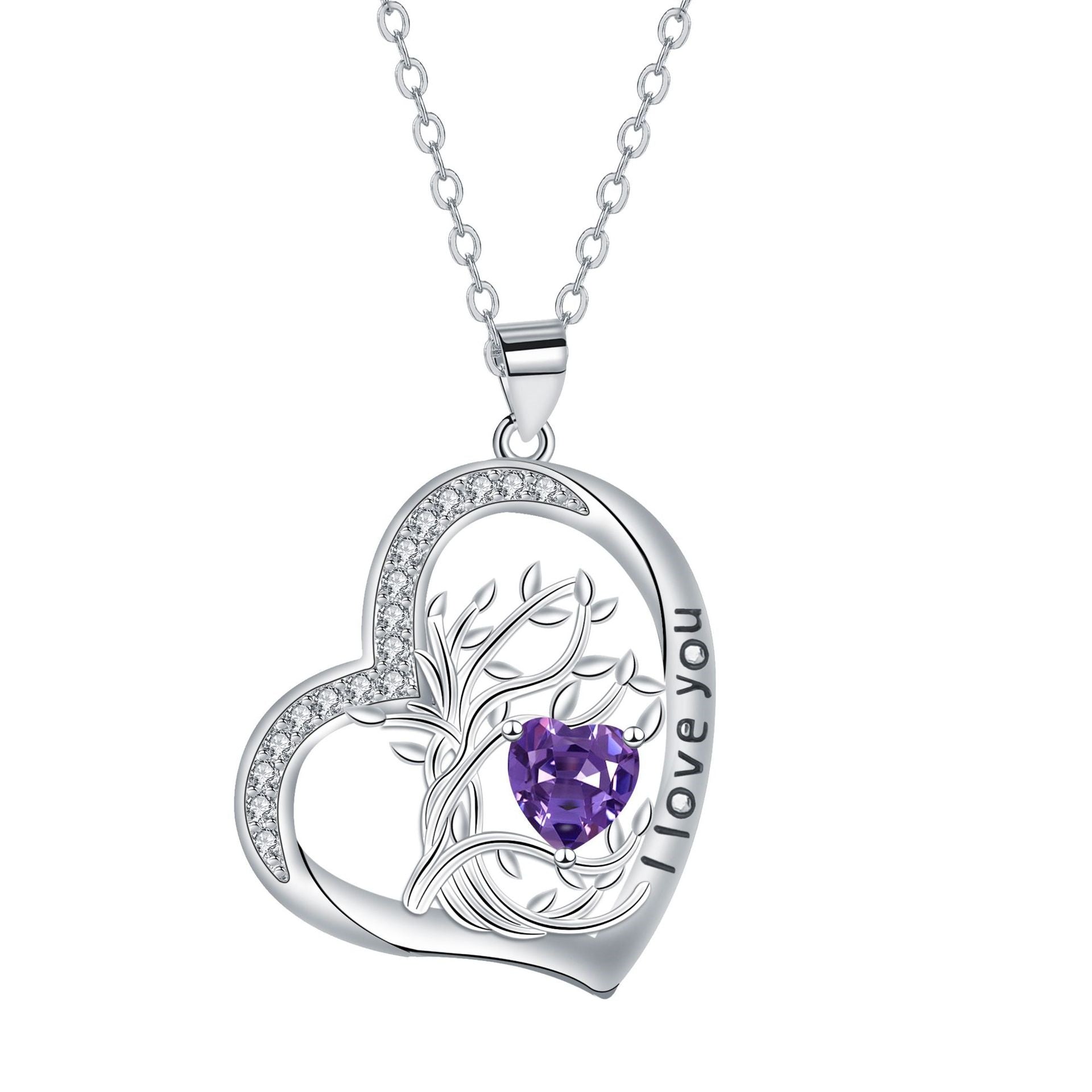 Birthstone Tree Of Life Heart Necklace