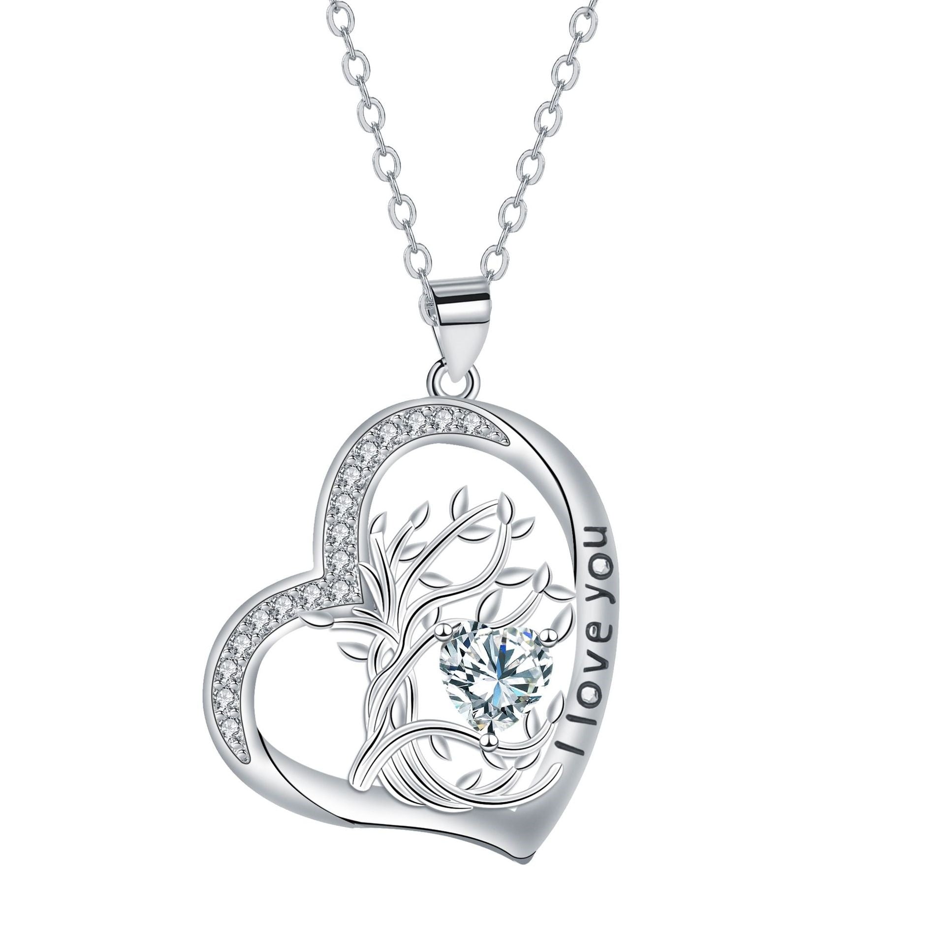 Birthstone Tree Of Life Heart Necklace