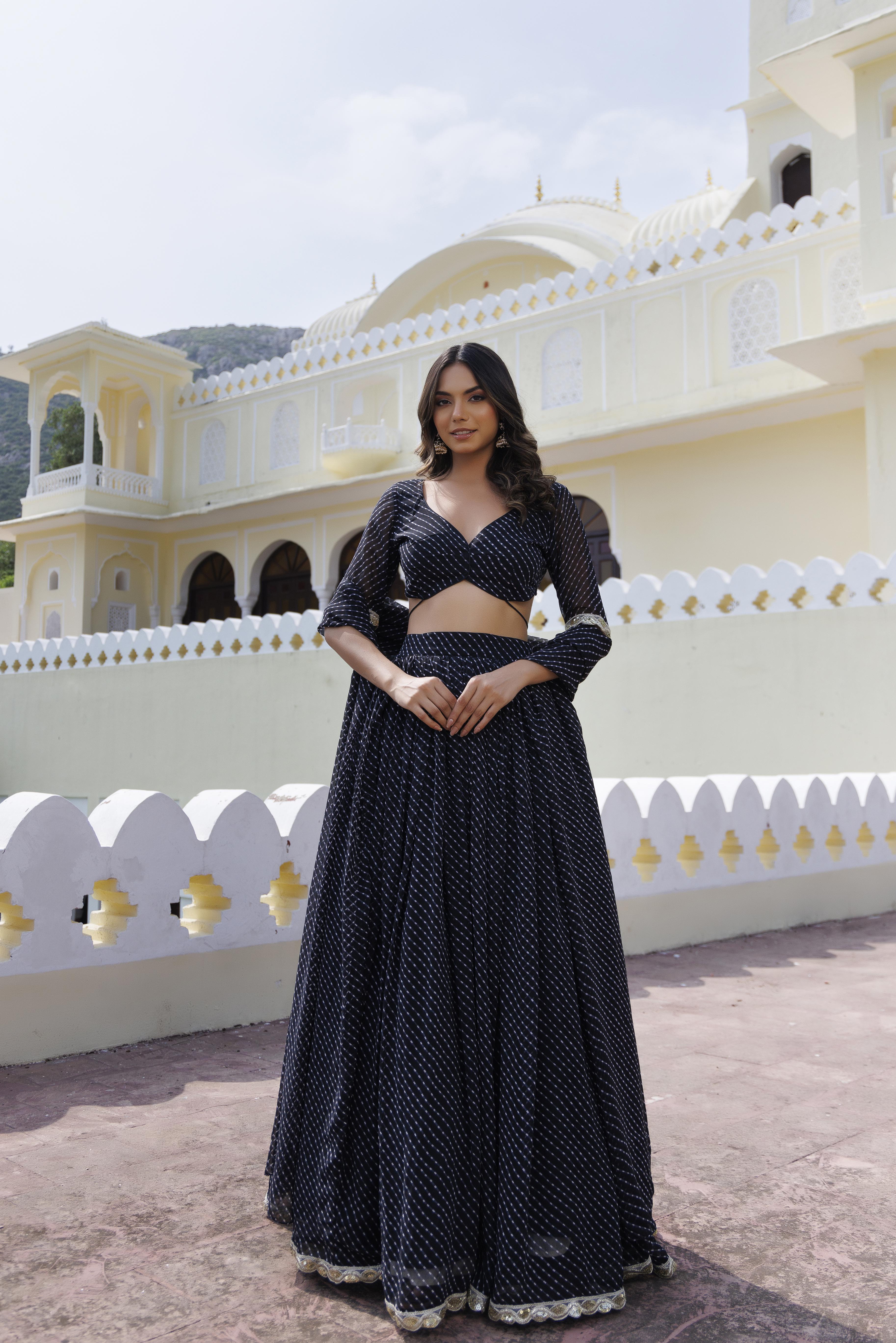 Obsidian Black Leheriya Lehenga Set