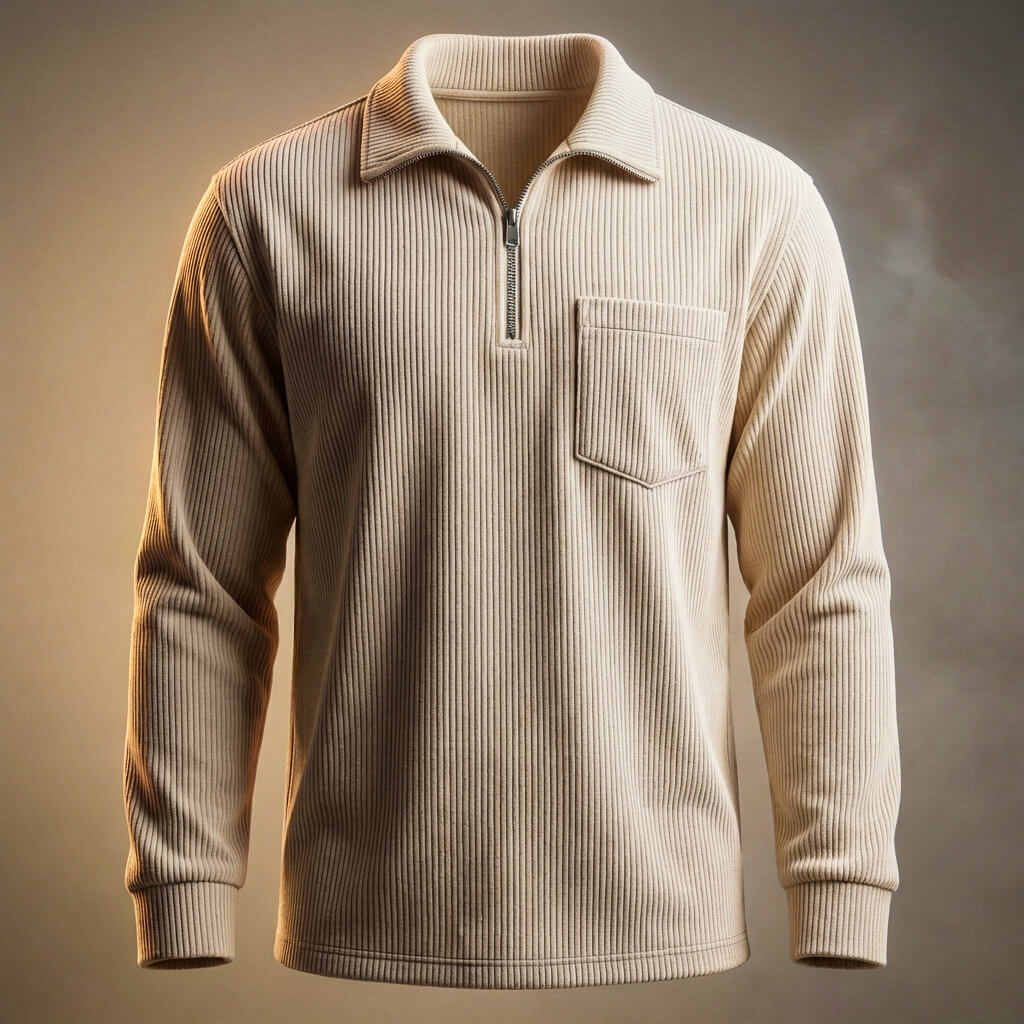 Adam Corduroy Long Sleeve Polo - By Qivii