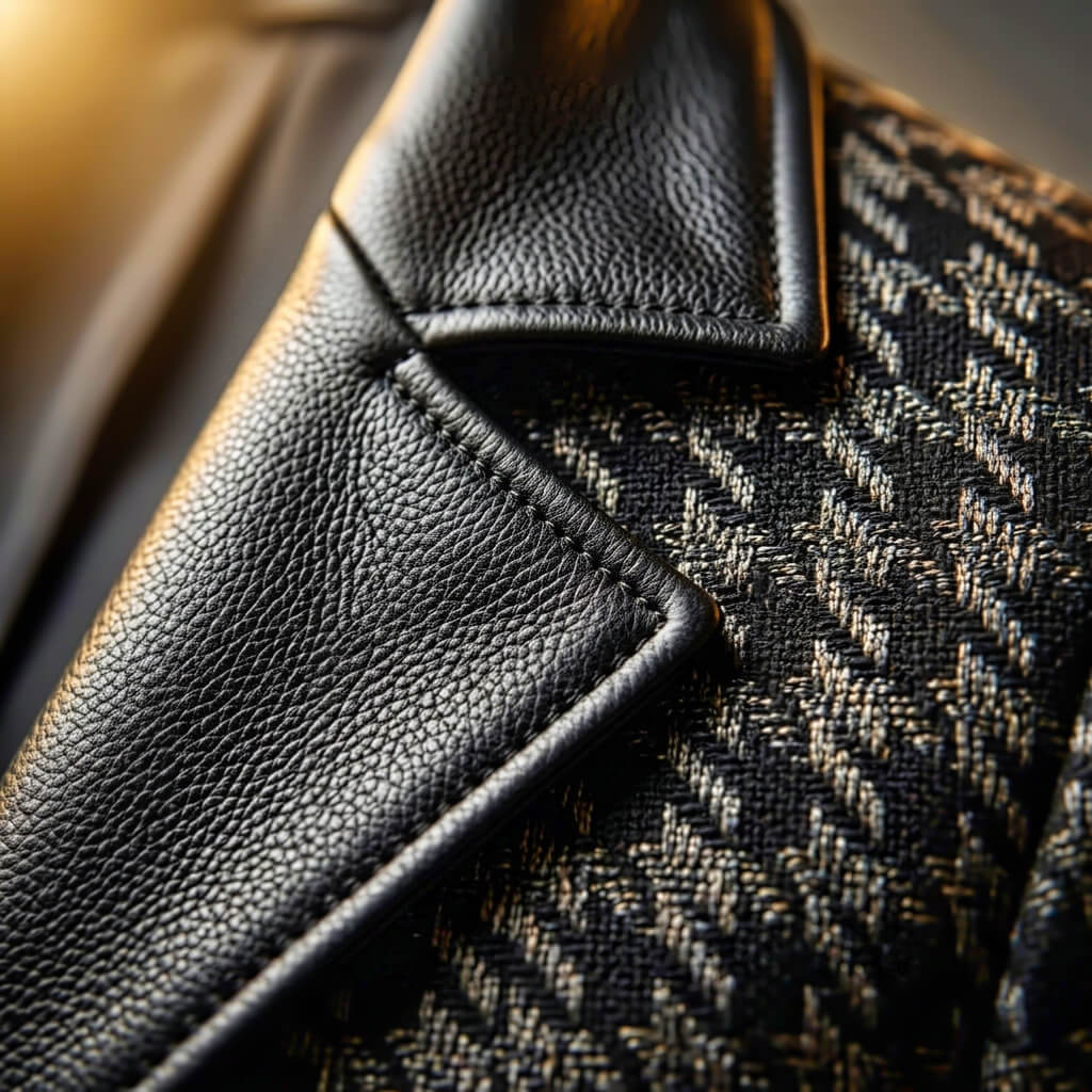 Giorgio Houndstooth Leather Blazer - By Qivii