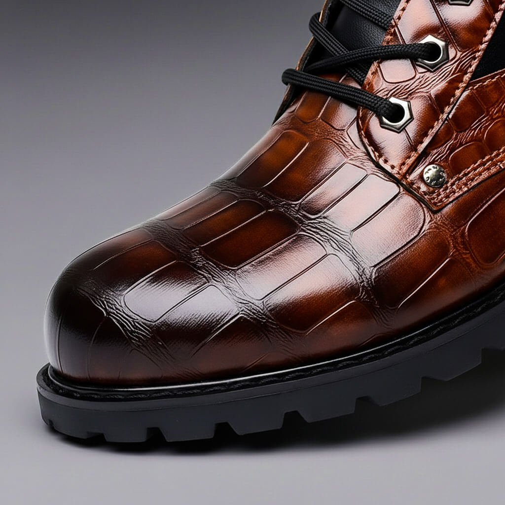 Chase Embossed Leather Boots - By Qivii