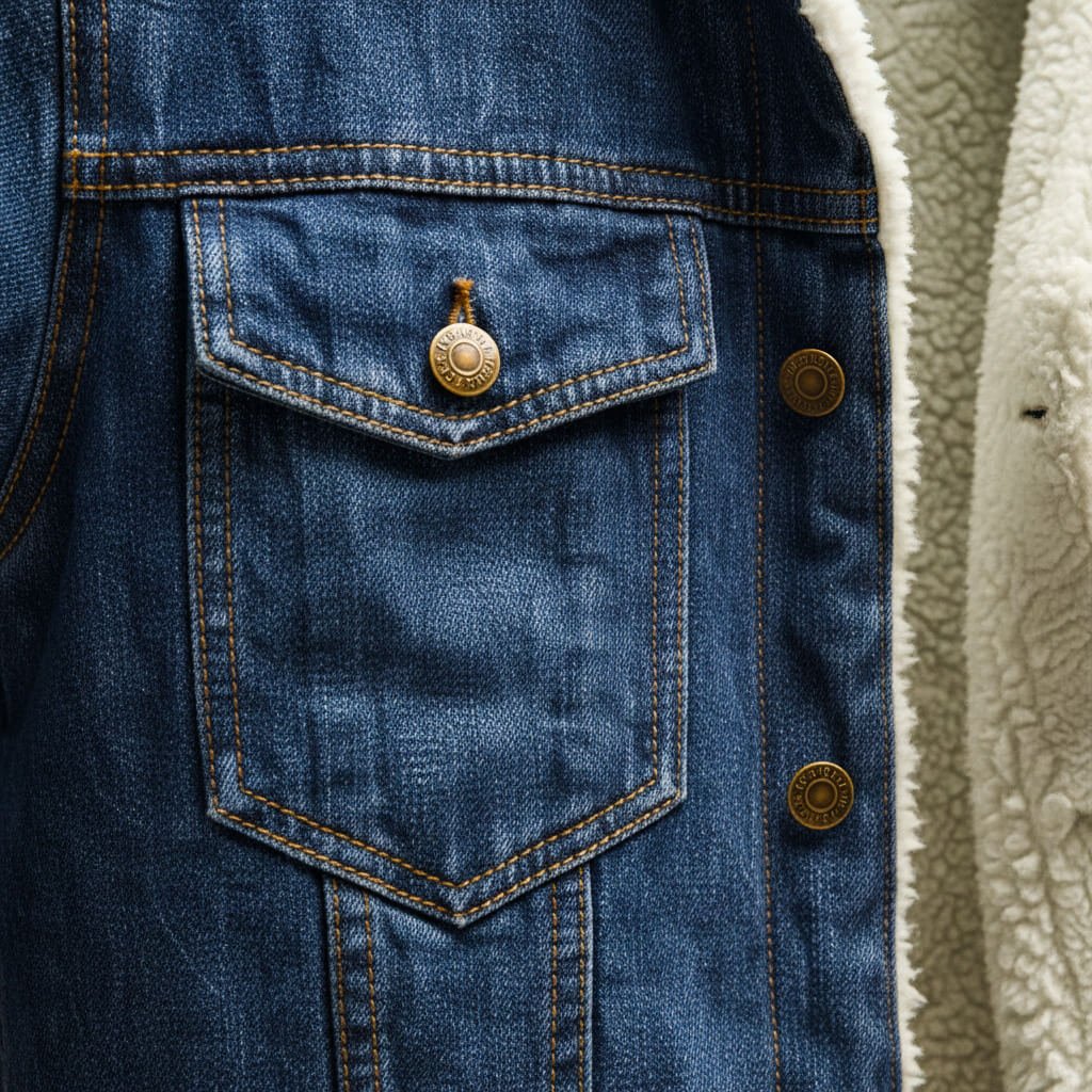 Jason Denim Shearling Jacket - By Qivii
