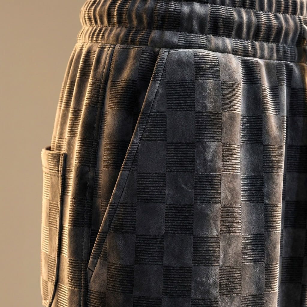 Matt Checkered Corduroy Sweatpants - By Qivii