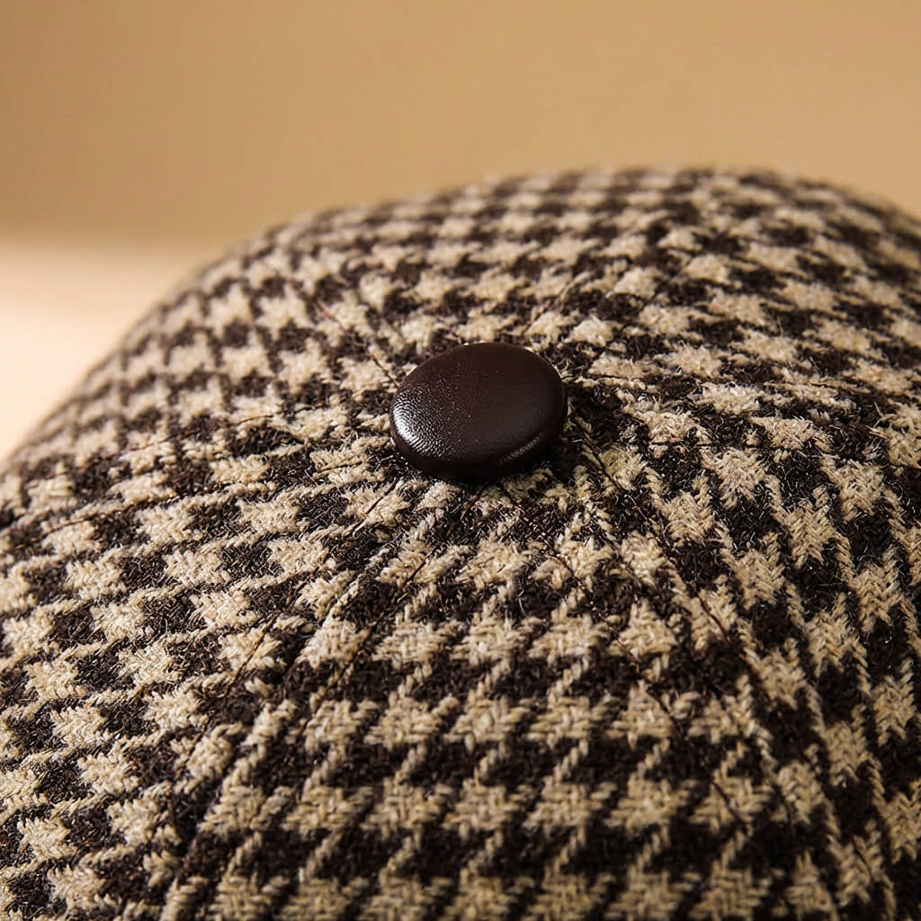 Miller Wool Houndstooth Cap - By Qivii