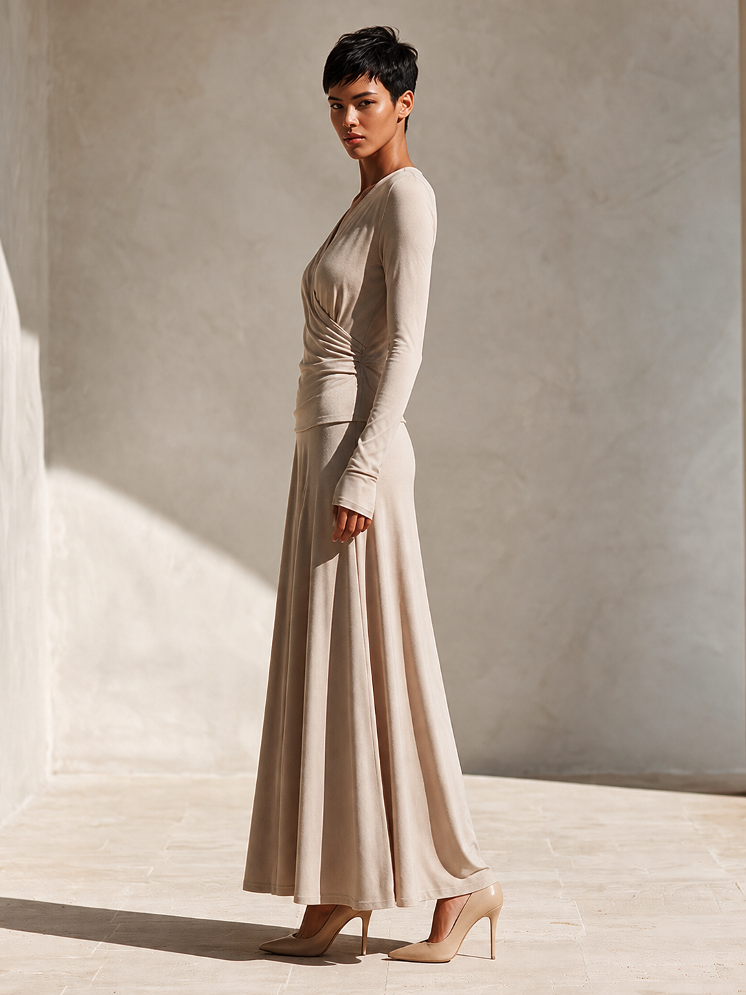 Women's Elegant Wrap-Style Stretch Knit Skirt Set MDZ3180H7ZRK