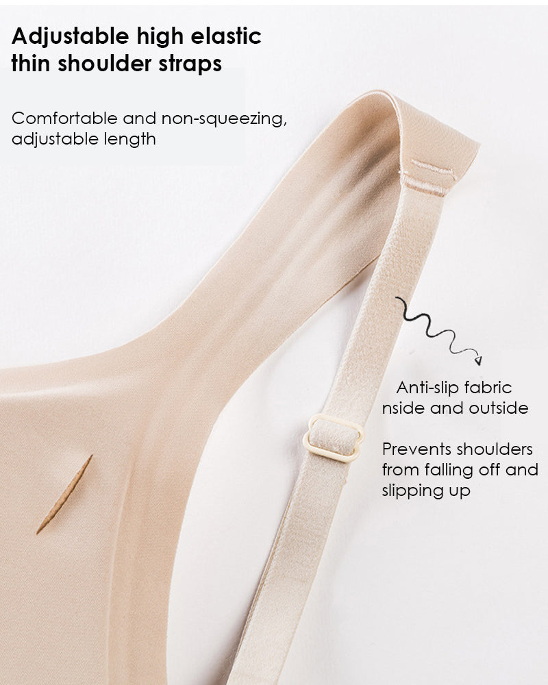 Women's Seamless Low Back Wireless Deep U Shaped Backless Comfort Minimizer Bra - By Qivii