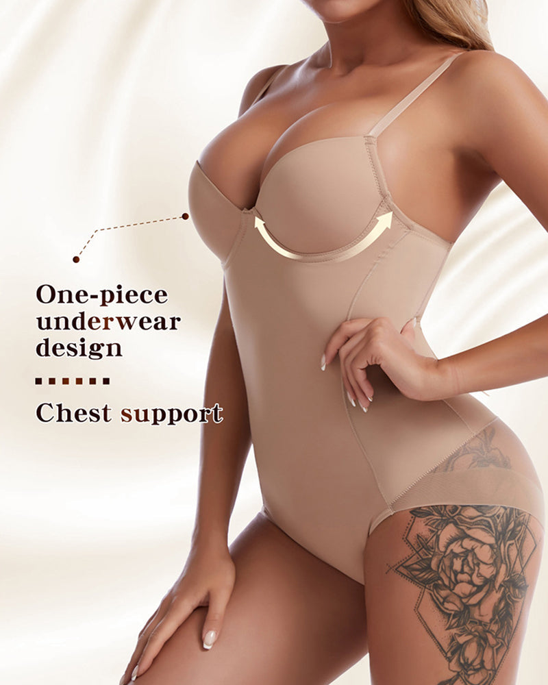Breast Push Up Butt Lift Bodysuit Shapewear With Bra - By Qivii