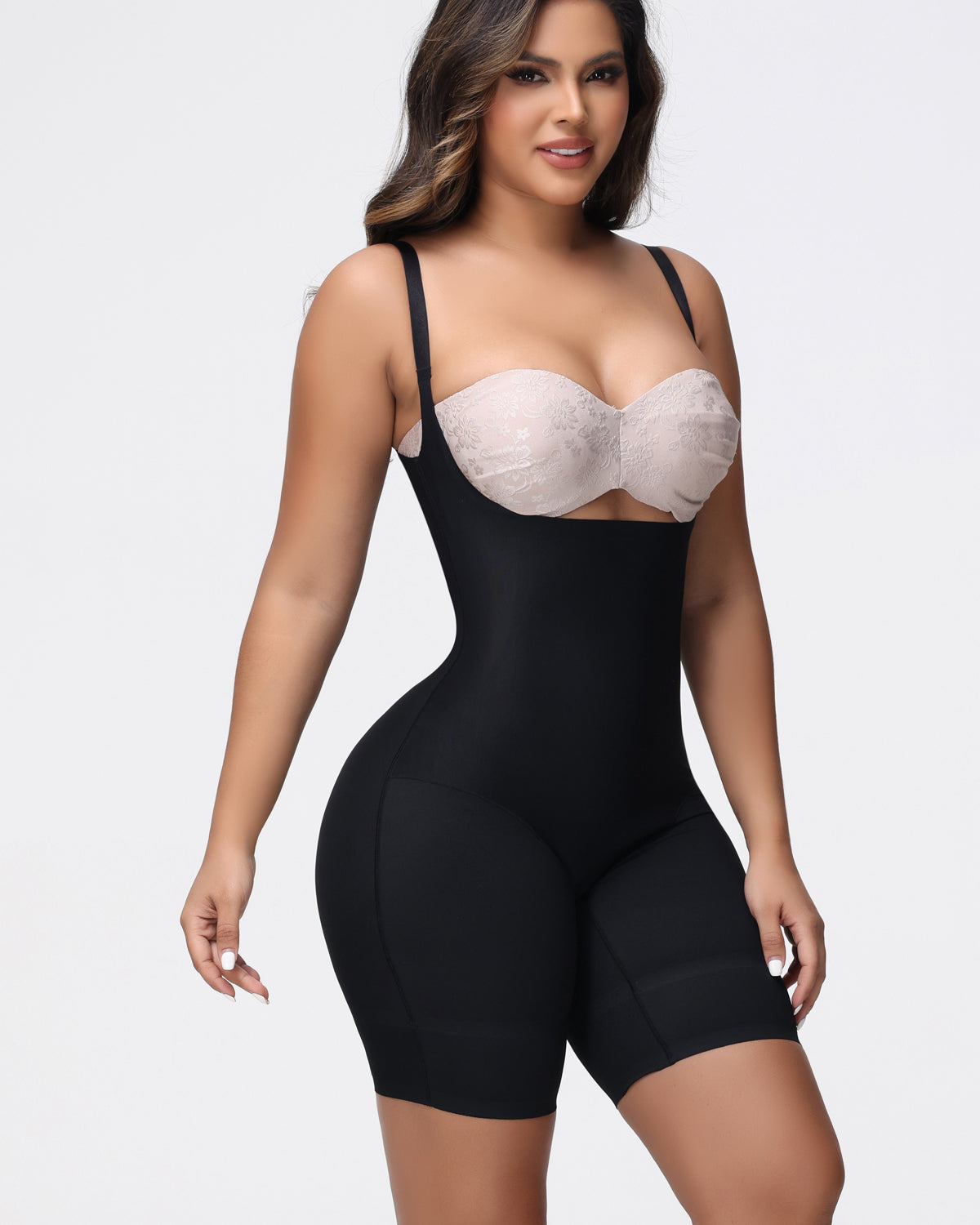 Shapshe® Open Bust Mid Thigh Bodysuit Seamless Sculpting Butt Lifter Shapewear - By Qivii