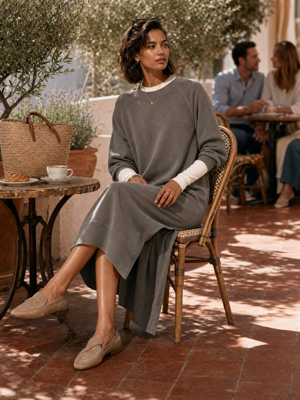 Women's Faux-Layered Casual Crew Neck Maxi Dress MDZ0355I5GMJ