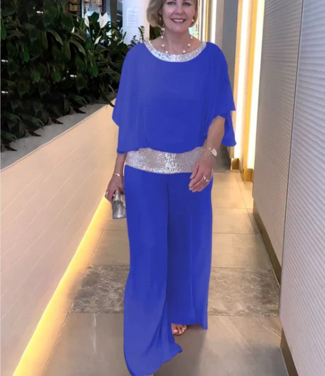 Mireya | Elegant Wide Leg Two Piece Evening Pant Set by Qivii