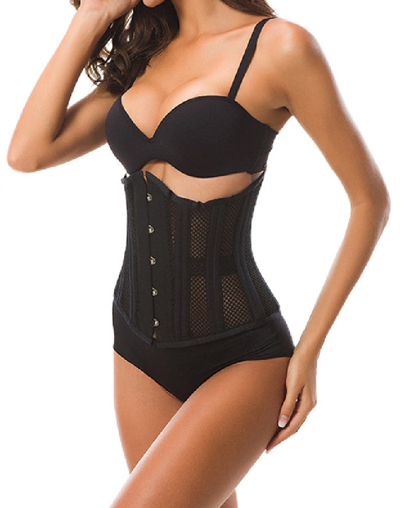 Sexy Gothic 26 Steel Hourglass Underbust Corset Lace up Hollow Breathable Waist Trainer - By Qivii