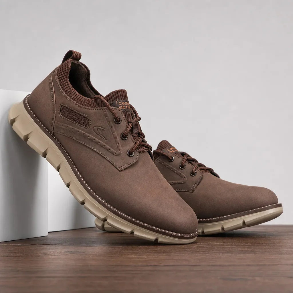 Brown Daniel R. Hayes men's sneakers by Hudson Ridge, stylish casual footwear with lace-up design and comfortable sole.