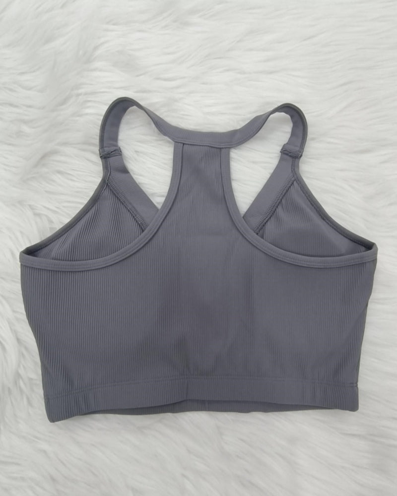 Halter Neck Deep V Knitted Breathable Bra With Front Buttons - By Qivii