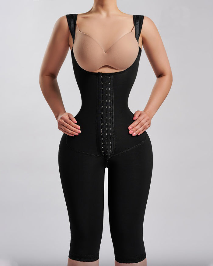 Shapshe® Open Bust Knee Length Firm Postpartum Tummy Tucking Full Bodysuit Shapewear
