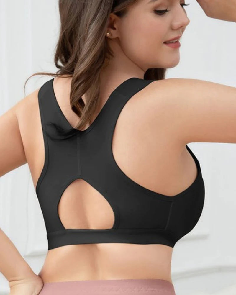 Shapshe® Women Front Closure Brassiere Sports Bra High Support-Black