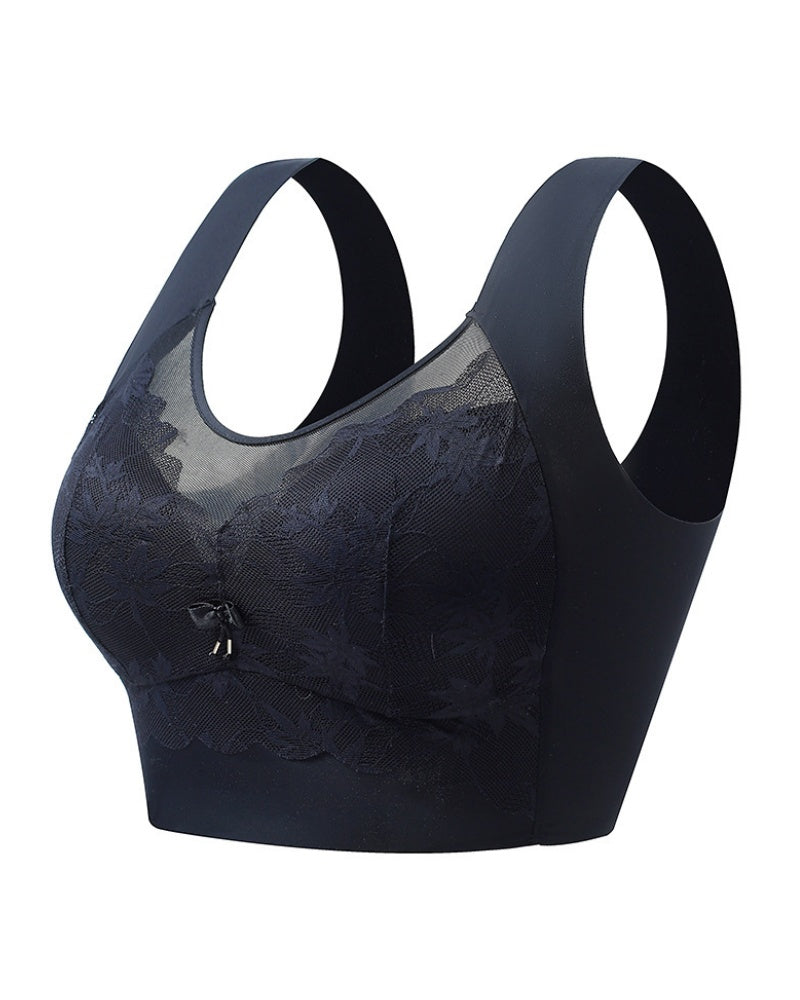 Ice Silk Thin Lace Mesh Panel Plus Size Seamless Vest Bra