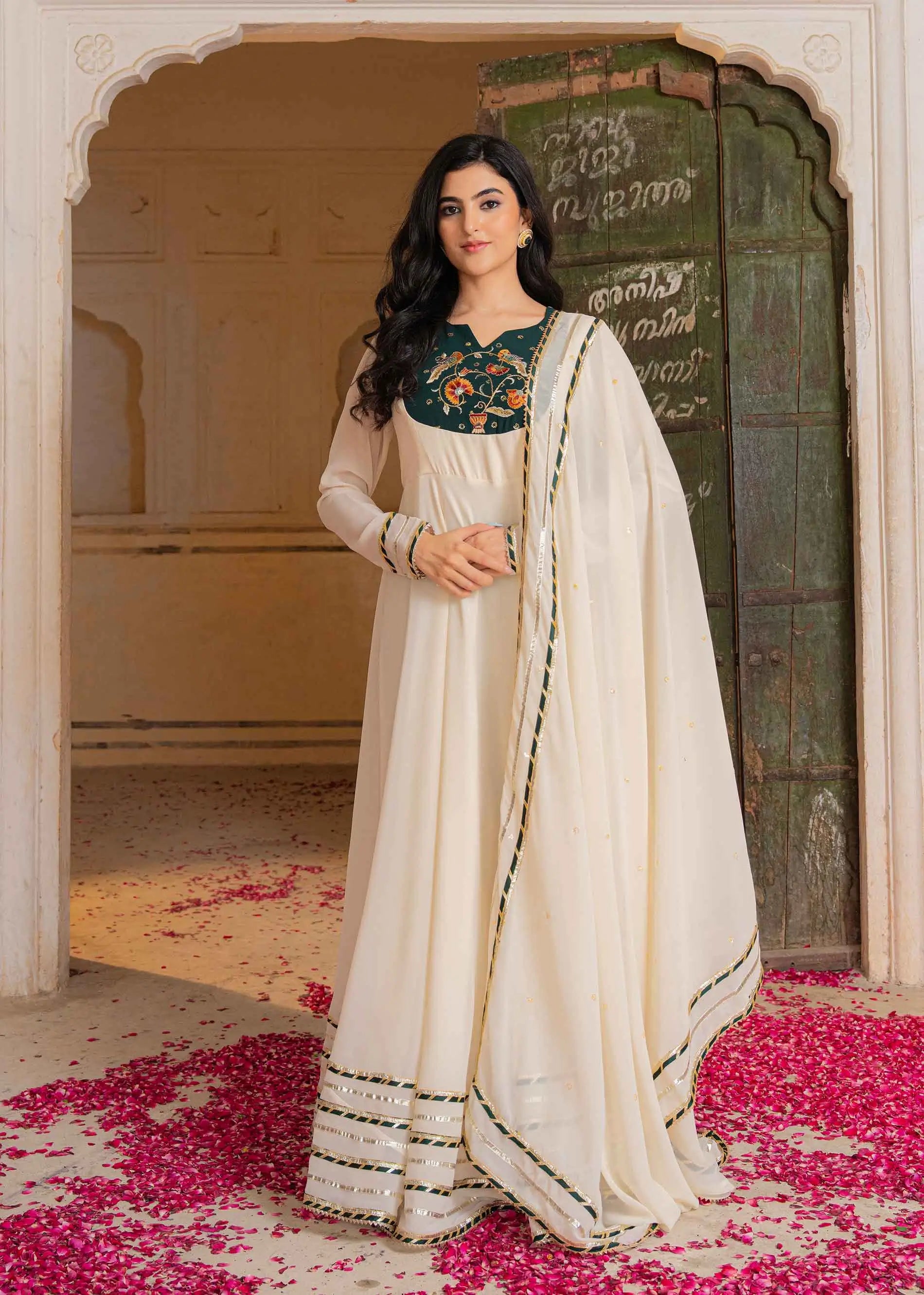 Beige Georgette Designer Work Gown