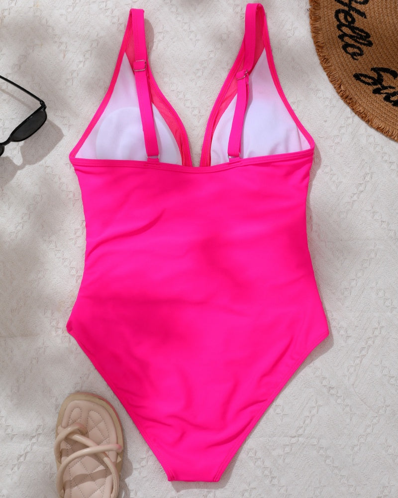 Sexy Deep V Mesh Backless One Piece Shapewear Swimsuit - By Qivii