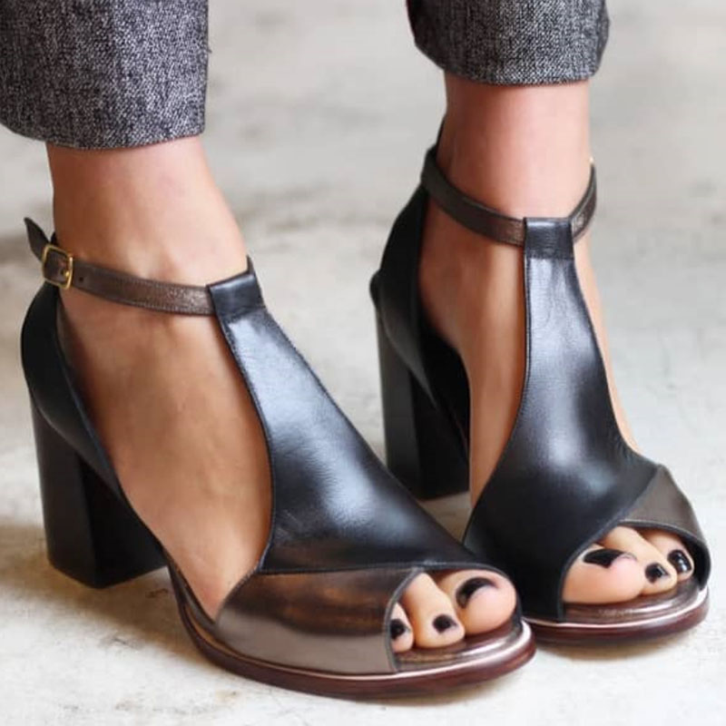 Nadaria | Peep-toe hakken in zwart patchwork - By Qivii