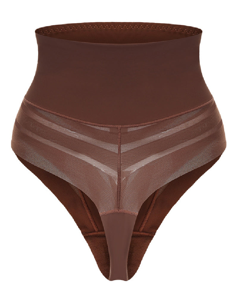 Women's Sexy Mid Waist Unique Lace Thong Body Shaper Seamless Girdle Panties - By Qivii