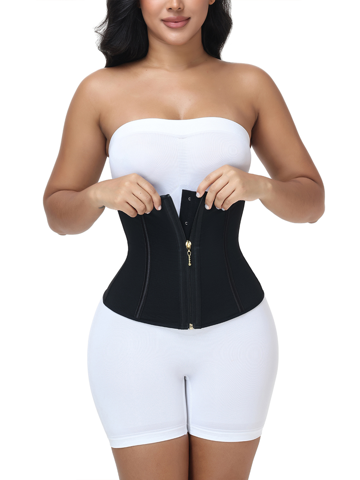 High Compression Front Zipper Multi Hooks Tummy Control Waist Trainer