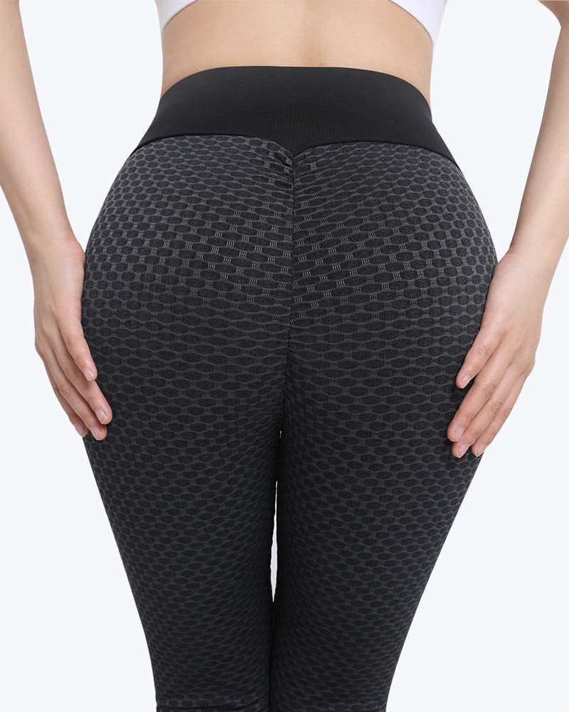 Honeycomb Butt Lifting Anti Cellulite Workout Leggings High Waist Yoga Pants - By Qivii