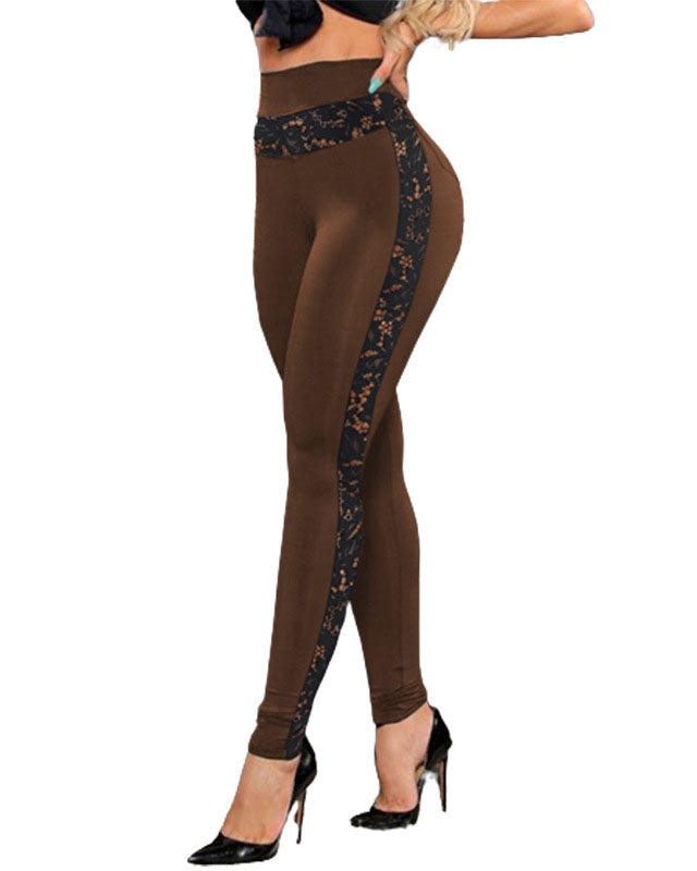Lace High Waist Hip Lift Mesh Sheer Hollow Out Yoga Gym Jogging Trousers Legging Pants - By Qivii
