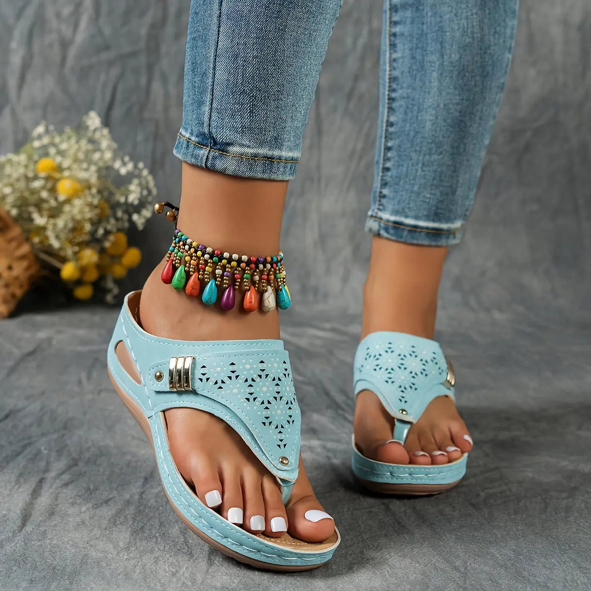Élodie - Keil-Zehensandalen für Dame - By Qivii