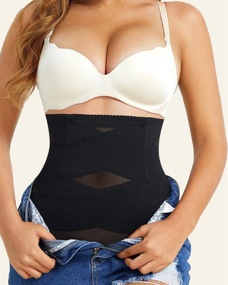 Cross High Waist Shaping Briefs Mesh Firm Control Stomach Panty - By Qivii