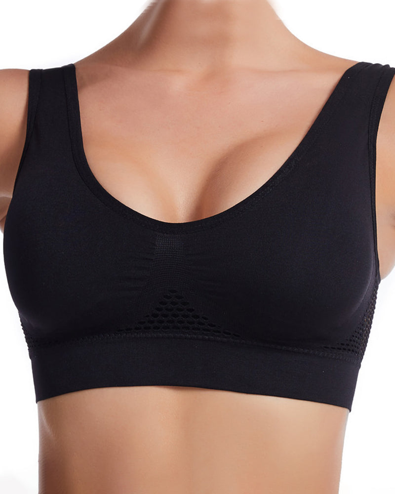 Women's Hollow Out Anti-Sagging High Support Sports Bra Breathable Yoga Top Bras - By Qivii