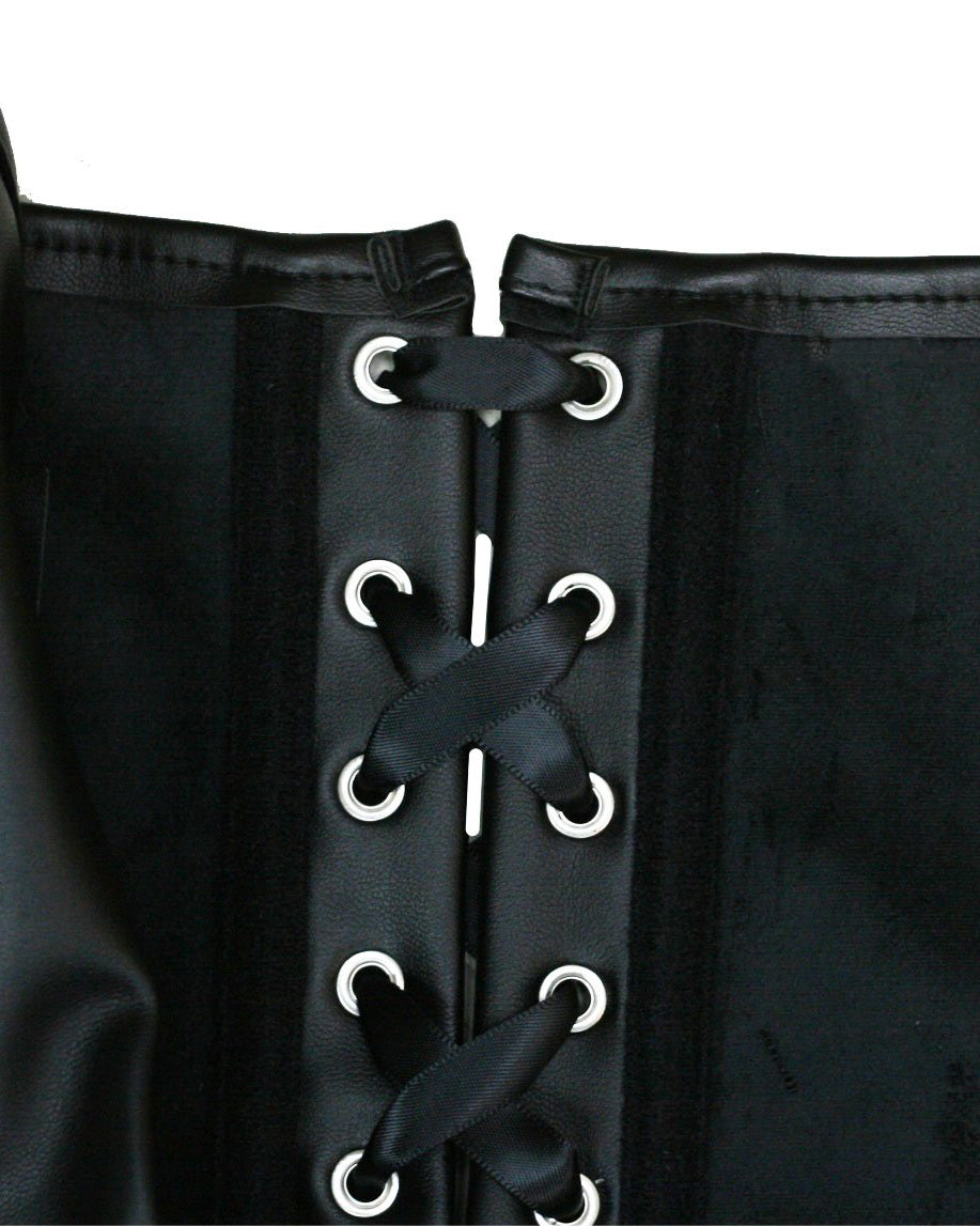 Womens Faux Leather Zipper Front Bustier Corset Top - By Qivii