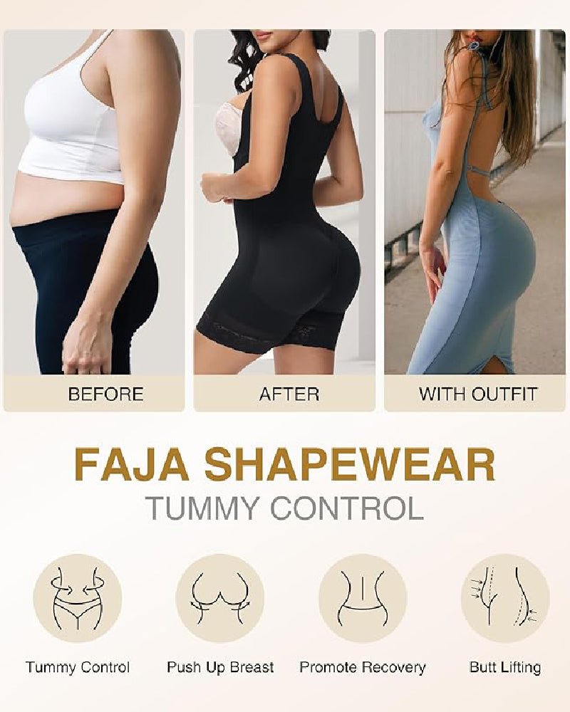 Shapshe® High compression Front Zipper Mid Thigh Shapewear - By Qivii