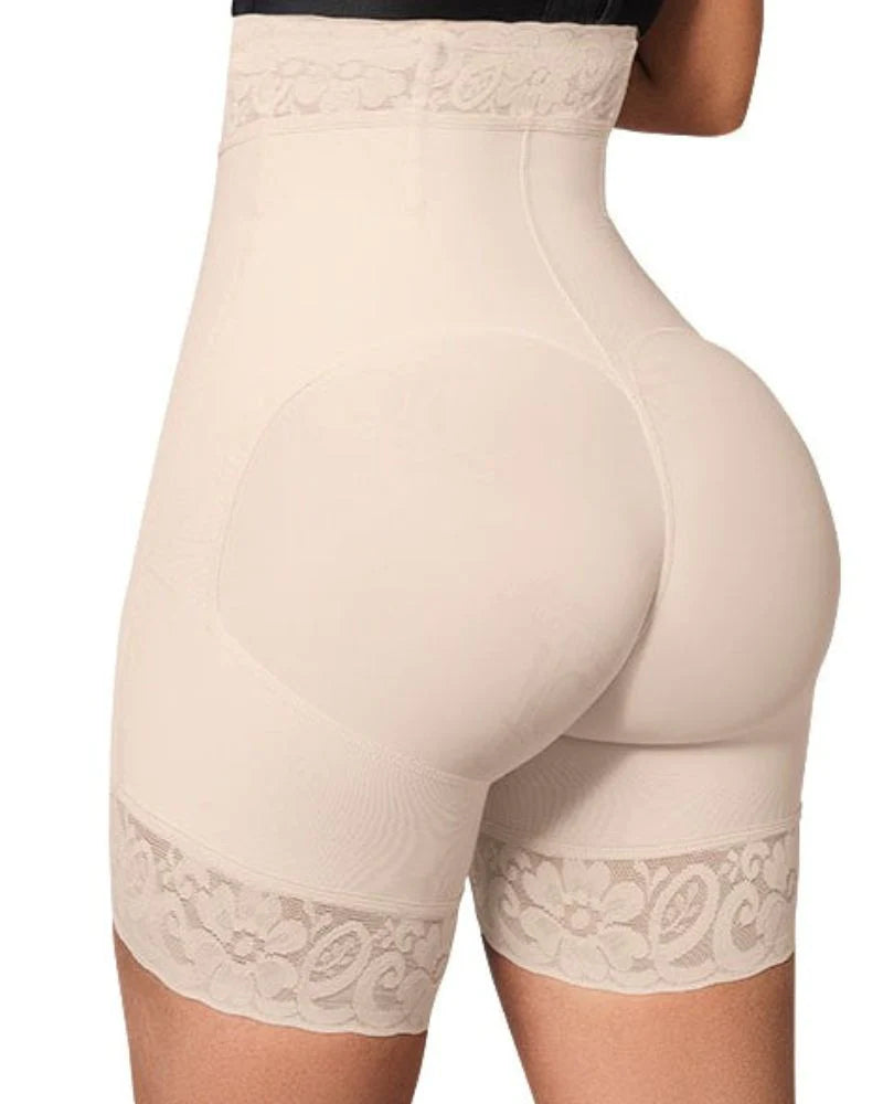 Shapshe® High Waist Butt Lift Shaper Zipper Short With Lace Trim
