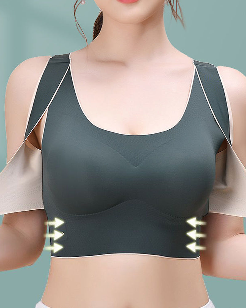Wireless Front Cross Side Buckles Bra Hunchback Correction Shockproof Yoga Underwear - By Qivii