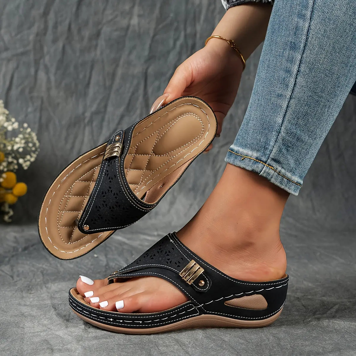 Élodie - Keil-Zehensandalen für Dame - By Qivii